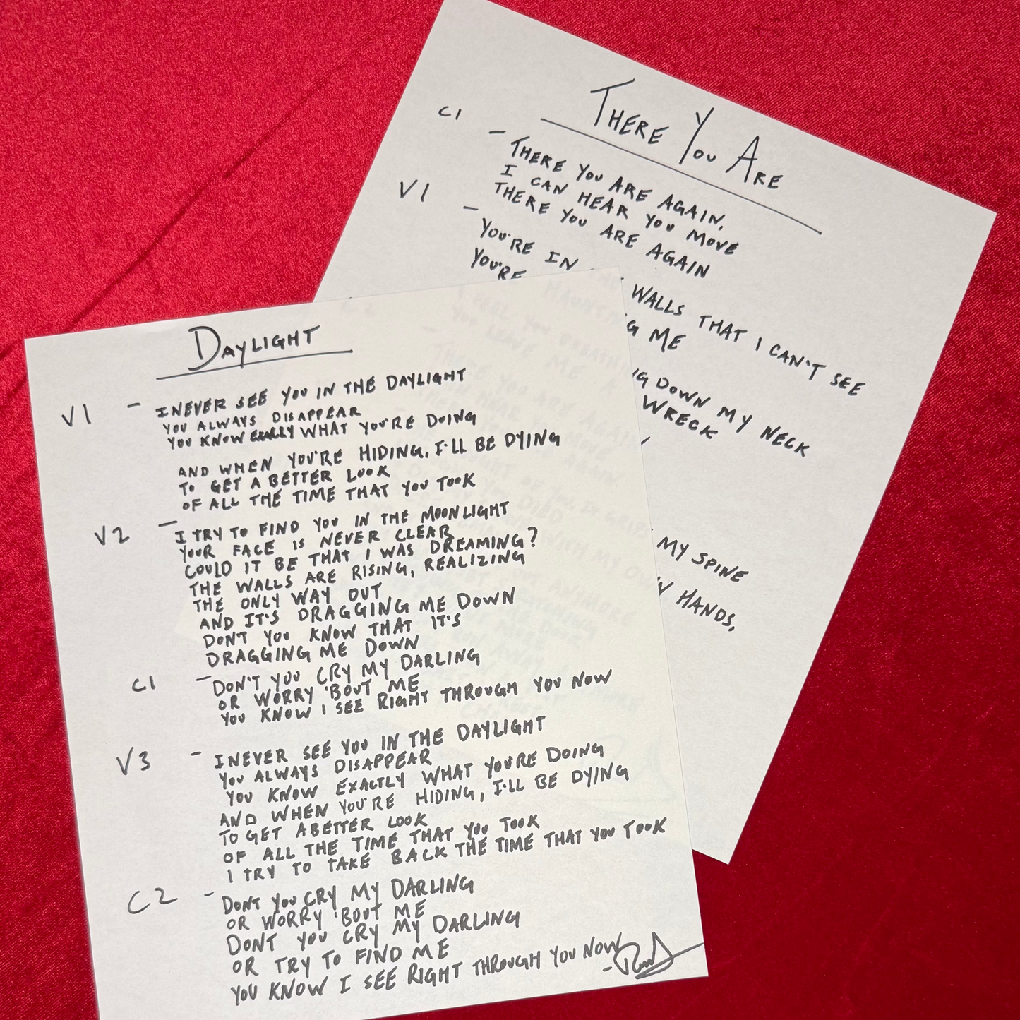 Hand Written Lyrics